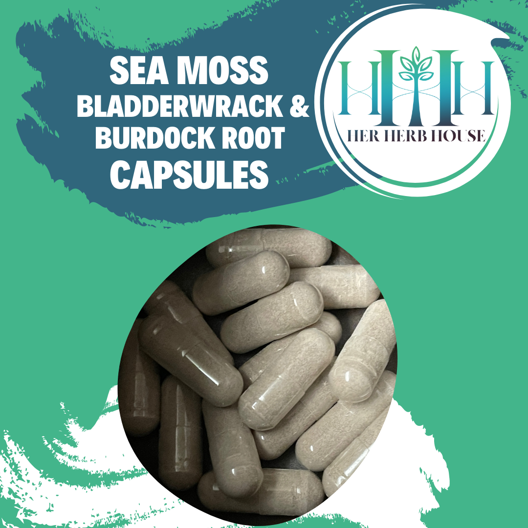 Sea Moss Bladderwrack And Burdock Root Capsules Her Herb House 